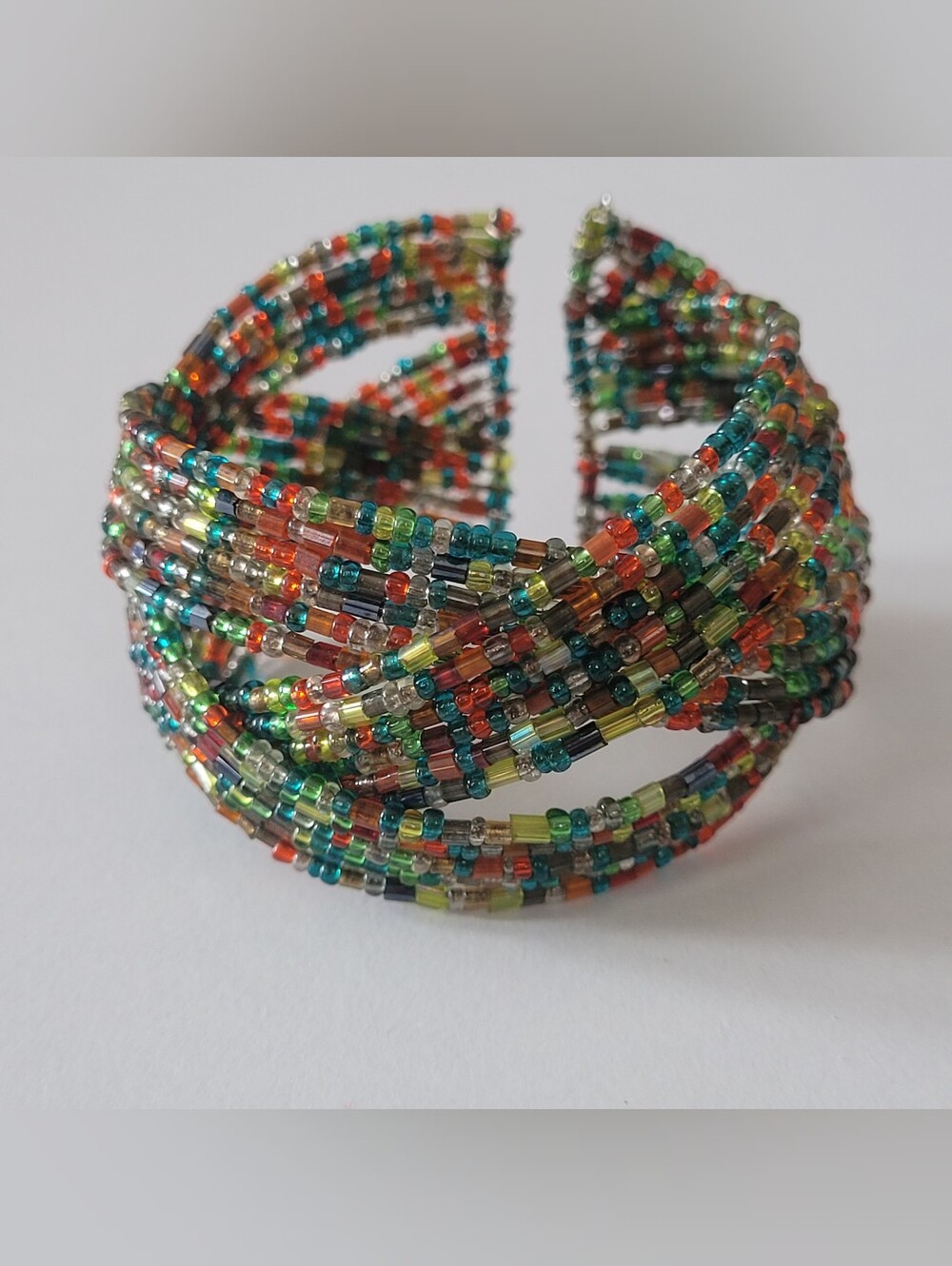 Multi-Color Seed Bead Cuff Bracelet